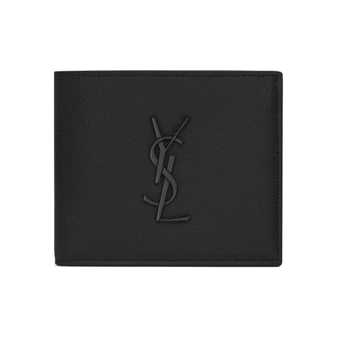SAINT LAURENT Cow Leather Wallet Men's Black-0