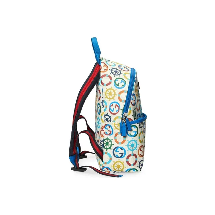 GUCCI Canvas With Leather Kids' Backpacks Kids' White/Blue-3