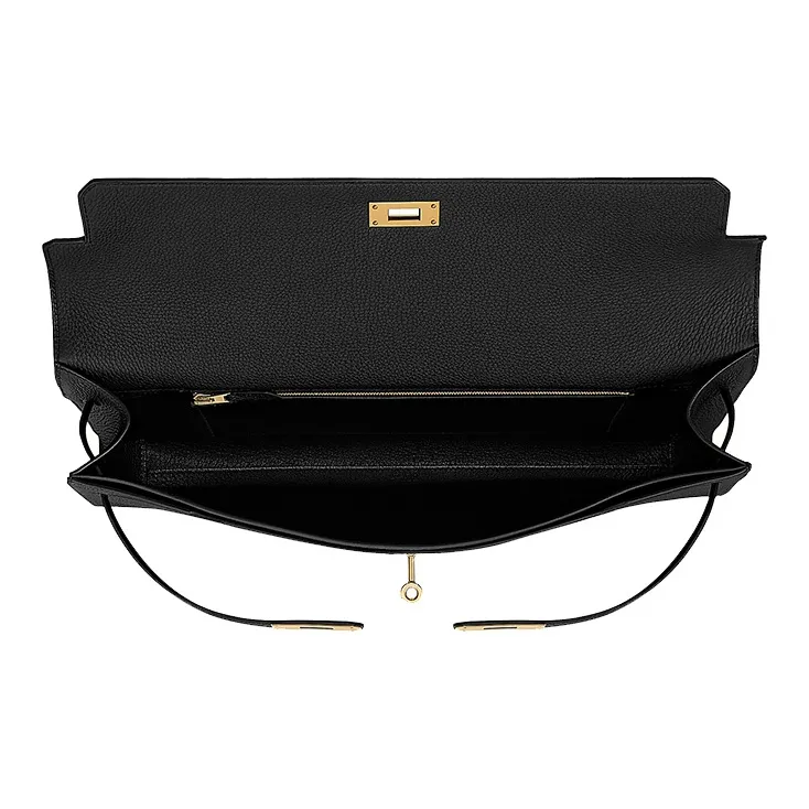 HERMES Kelly Depeches Cow Leather Handbag 36 Men's Black-3