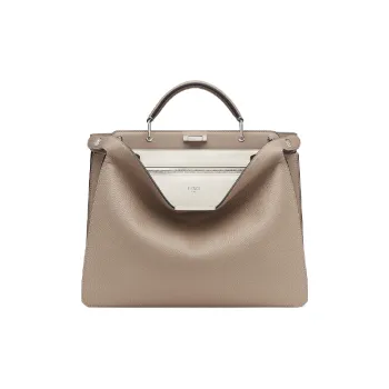 FENDI Peekaboo ISeeU Leather Tote, Shoulder Bag, Crossbody Bag, Handbag Medium Size Men's Beige