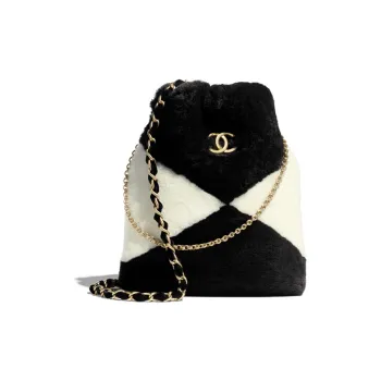 CHANEL Lambskin Shoulder Bag, Crossbody Bag Women's Black/White