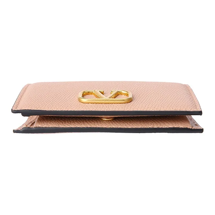 Valentino Vlogo Cow Leather Wallet Card Holder Regular Women's Pink-3