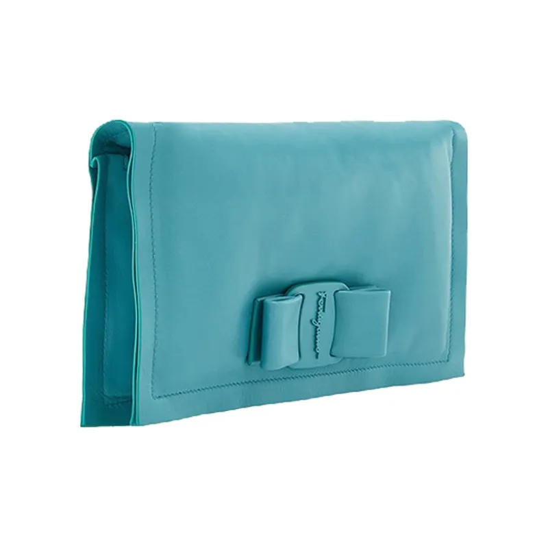 FERRAGAMO Calfskin Pillow Bag, Shoulder Bag, Crossbody Bag Mini Women's Light Blue-1