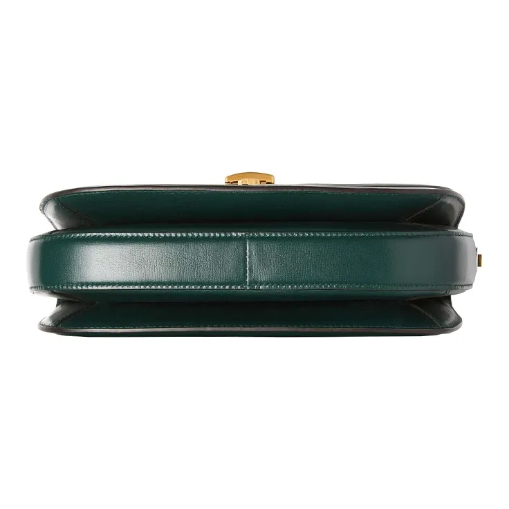 GUCCI Sylvie 1969 Leather Crossbody Bag, Shoulder Bag Small Size Women's Green-6