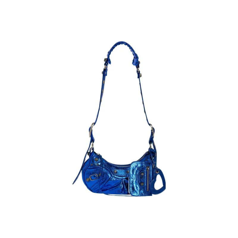 Balenciaga Le Cagole Cow Leather Handbag Shoulder Bag Women's Dark Blue-0