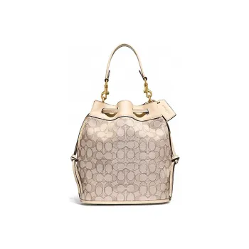 COACH Field Canvas With Leather Bucket Bag Canvas Bag Handbag Shoulder Bag Crossbody Bag Small Size Women's White