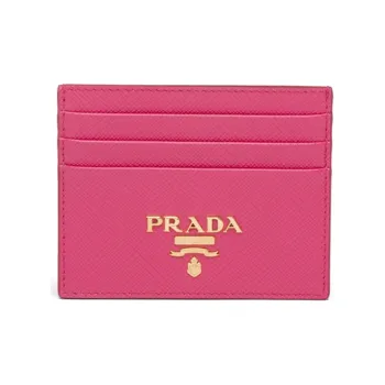 PRADA Leather Card Holder Women's Pink