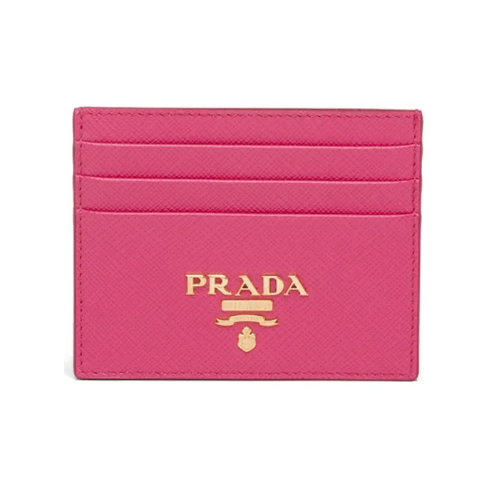 PRADA Leather Card Holder Women's Pink-0