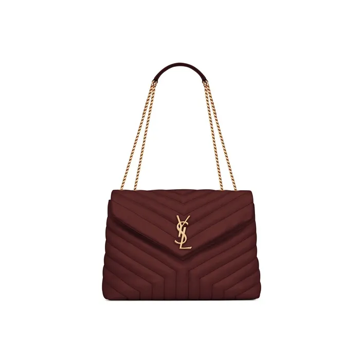 SAINT LAURENT LOULOU Leather Crossbody Bag Shoulder Bag Women's Dark Red-0