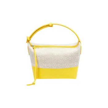 LOEWE Cubi Canvas Cow Leather Base Lunch Box Bag Shoulder Bag Handbag Small Size Women's Lemon