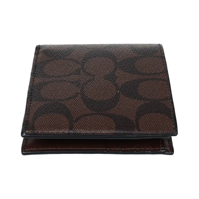 COACH Billfold Wallet Artificial Leather Clutch Wallet Men's Monogram Dark Brown-3