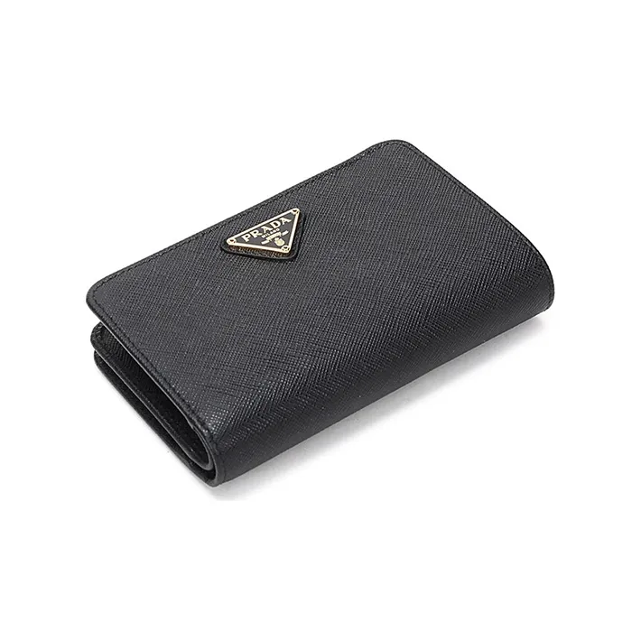 PRADA Cow Leather Wallet Women's Black-3