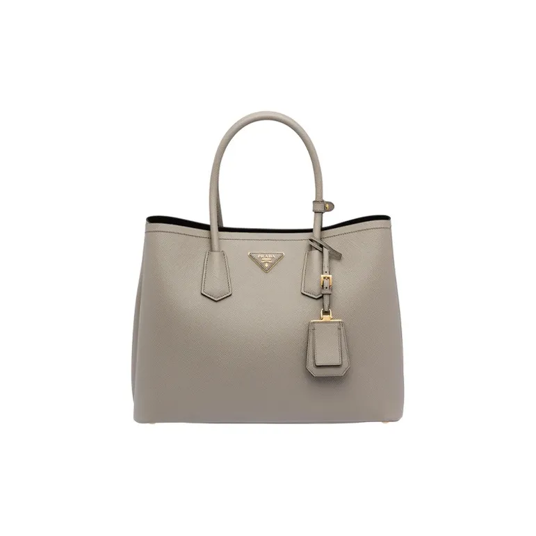 PRADA Saffiano Leather Shoulder Bag Crossbody Bag Women's Clay Gray-0