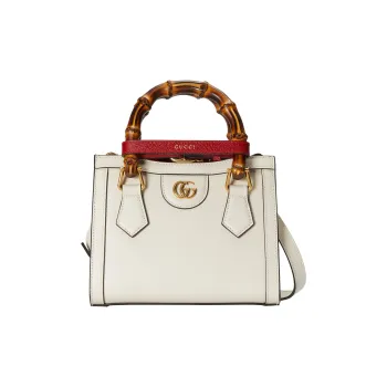 GUCCI Diana Leather Tote Bag, Shopping Bag, Handbag Mini Women's Ecru