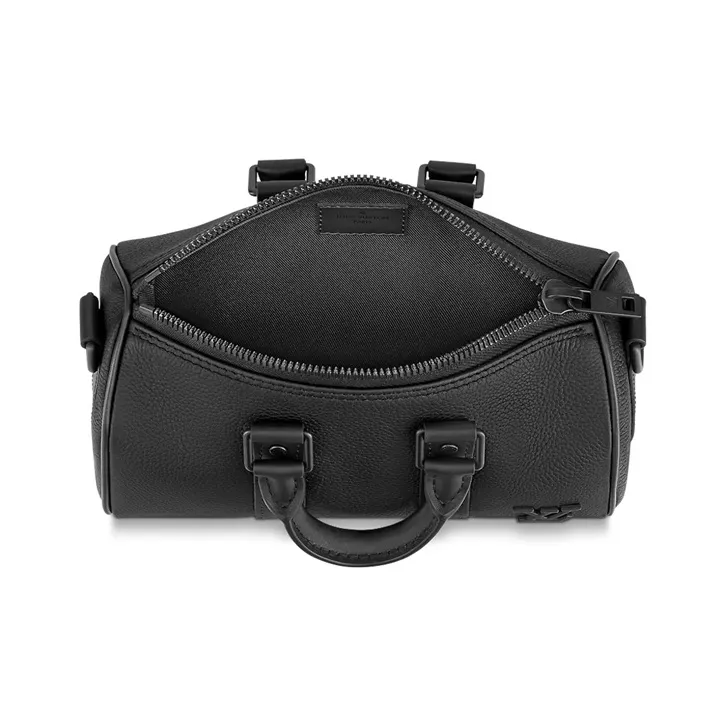 LOUIS VUITTON KeepallAerogram Leather One Shoulder Crossbody Travel Bag Men's Black-3