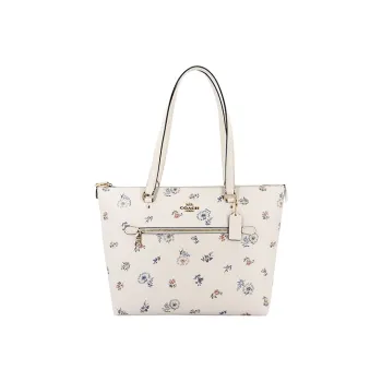 COACH Gallery Leather Shoulder Bag Medium Size Women's White