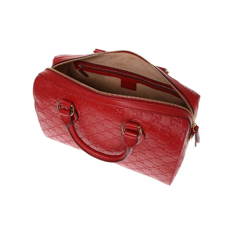 GUCCI Cow Leather Boston Bag, Shoulder Bag, Crossbody Bag, Handbag Women's Red-3