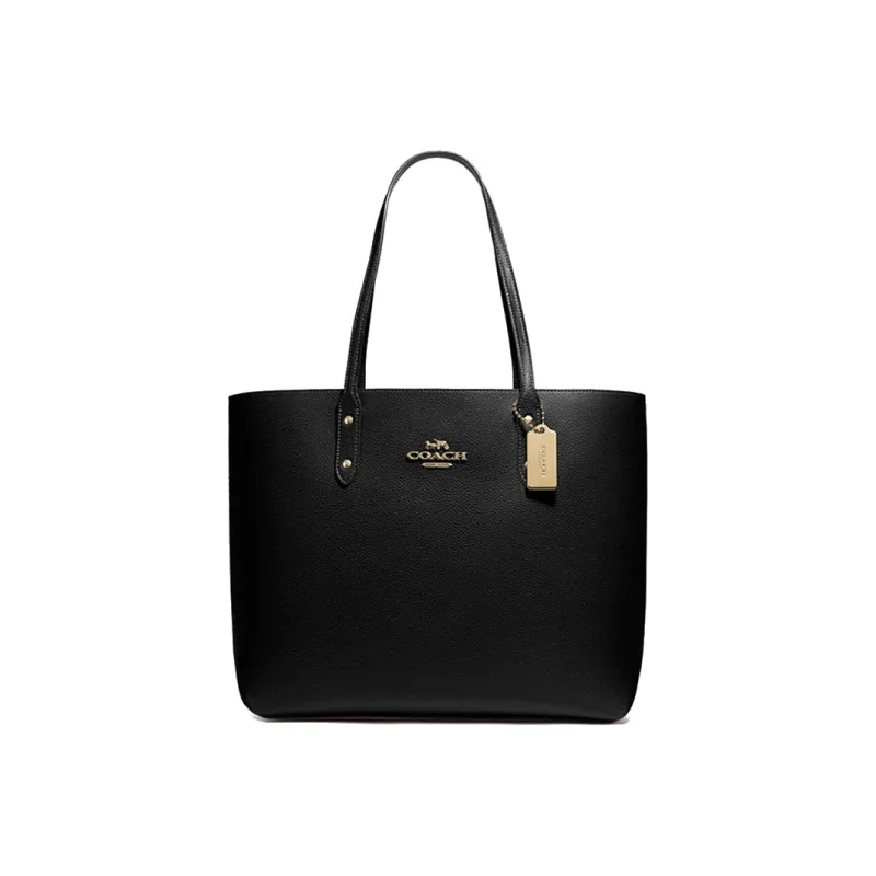 COACH Town Leather Tote Bag, Shopping Bag, Handbag, Shoulder Bag Women's Black-0