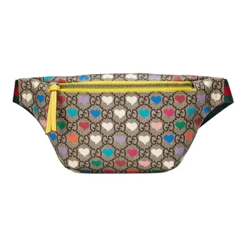 GUCCI Canvas With Leather Fanny Pack, Sling Bag, Kids' Bag Kids' Ebony/Yellow/Multicolor