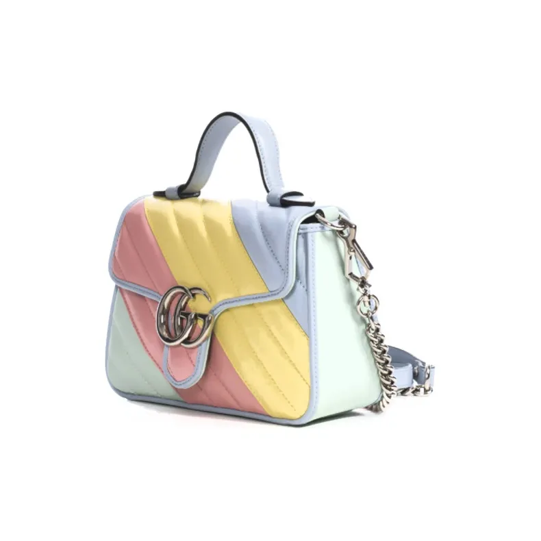 GUCCI Marmont Cow Leather Messenger Bag Chain Portable Crossbody Bag Shoulder Bag Mini Women's Multicolor-1