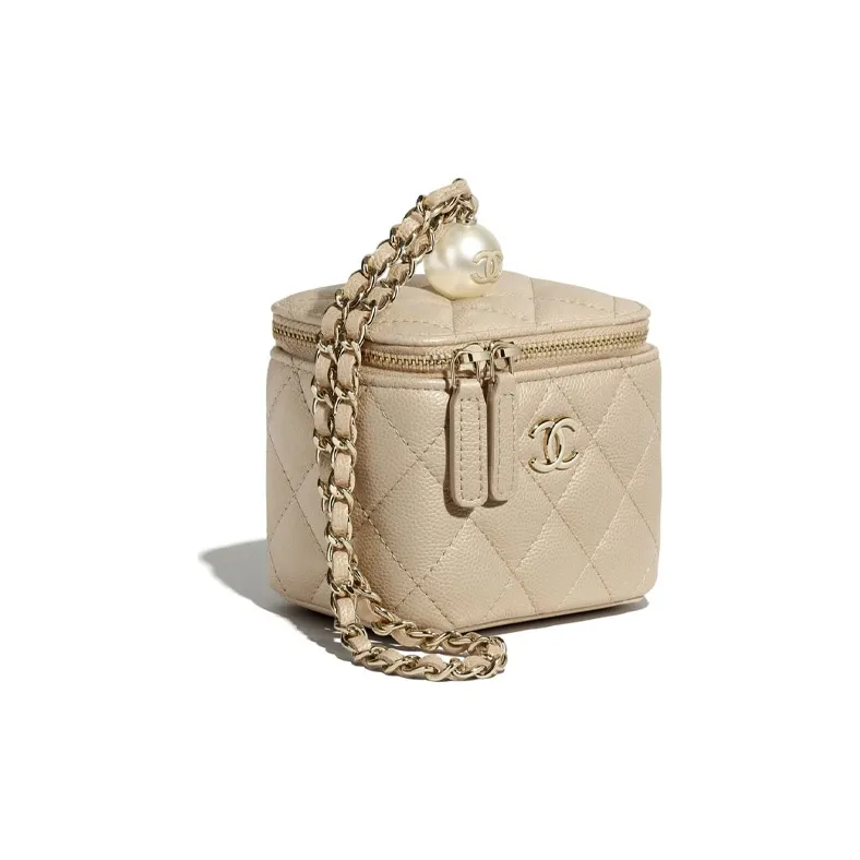 CHANEL Caviar Calfskin Shoulder Bag, Crossbody Bag Women's Light Umber-1