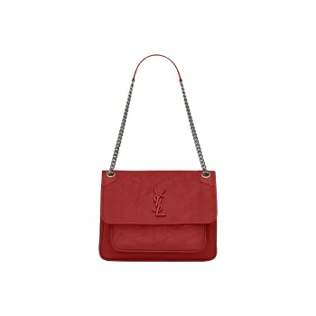 SAINT LAURENT Niki Leather Hobo Bag Crossbody Bag One Shoulder Bag Medium Size Women's Red