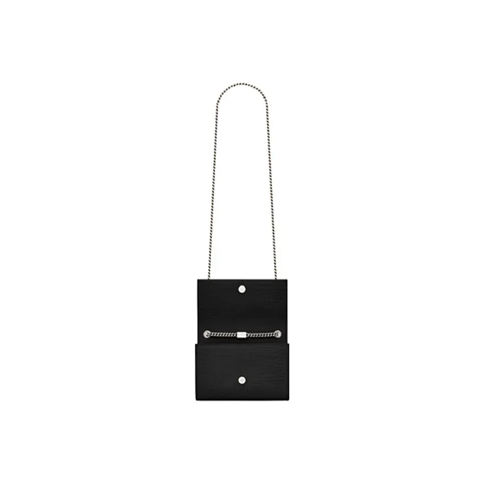SAINT LAURENT KATE Shiny Leather Fringe Bag, Crossbody Bag, Shoulder Bag Trumpets Women's Black-5
