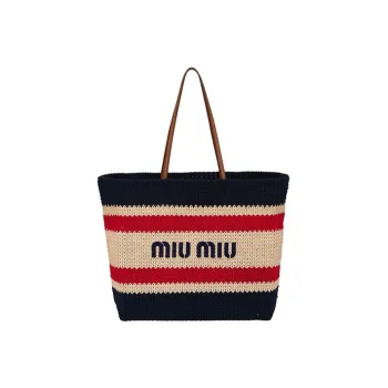 MIU MIU Fabric Tote Bag, Shopping Bag, Shoulder Bag Women's Blue