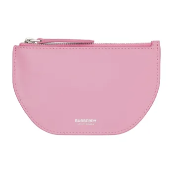 Burberry Olympia Cow Leather Clutch Wallet Money Clip Storage Bag Coin Purse Women's Cherry Blossom Pink