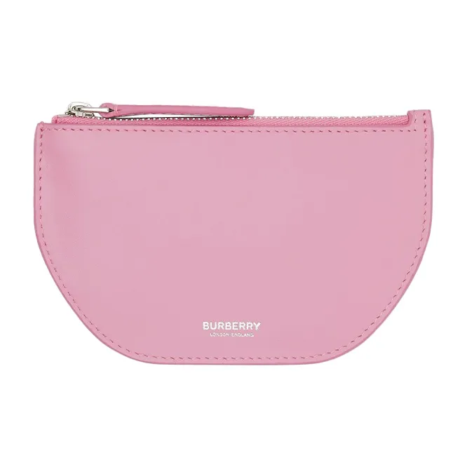 Burberry Olympia Cow Leather Clutch Wallet Money Clip Storage Bag Coin Purse Women's Cherry Blossom Pink-0