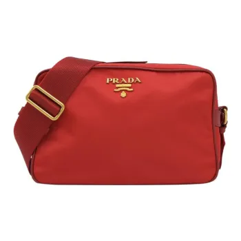 PRADA Fabric With Nylon Handheld Shoulder Bag Crossbody Bag Women's Red