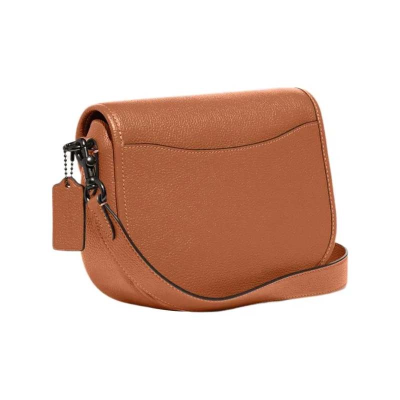 COACH Willow Leather Saddle Bag, Shoulder Bag, Crossbody Bag Trumpets Women's Saffron Brown-1