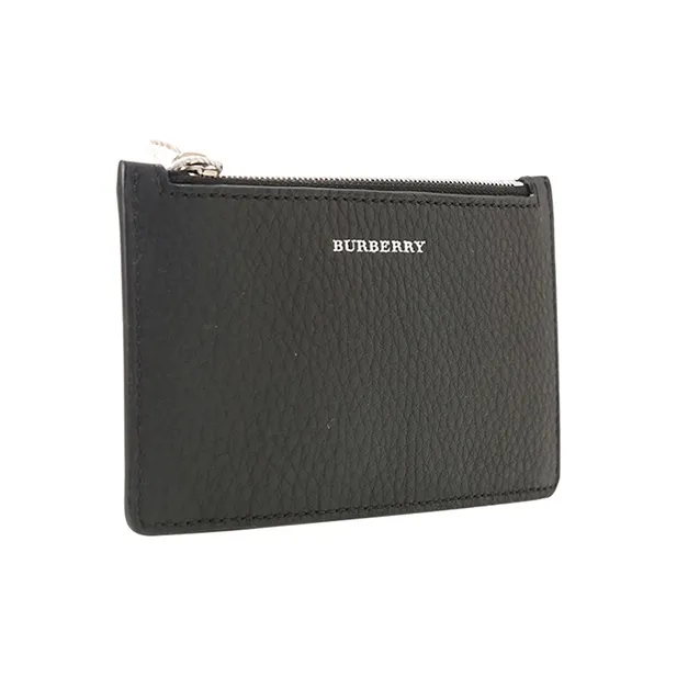 Burberry Cow Leather Wallet Card Holder Coin Purse Unisex Black/Green-2