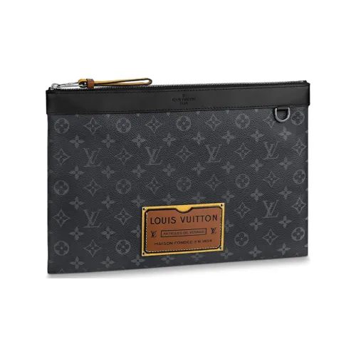 LOUIS VUITTON Discovery Pochette Monogram Eclipse Gaston Label GM Savane Yellow