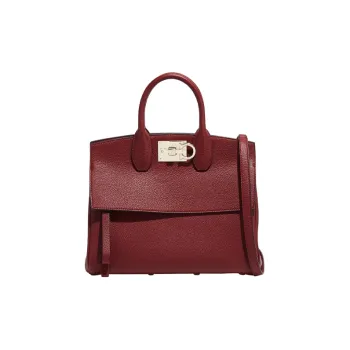 FERRAGAMO Studio Cow Leather Handbag Medium Size Women's Red
