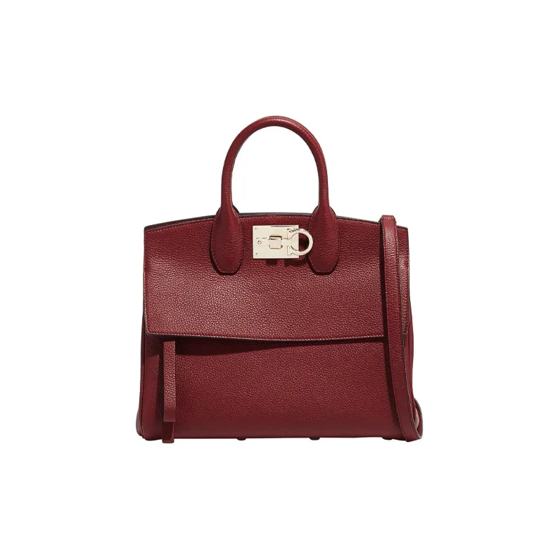 FERRAGAMO Studio Cow Leather Handbag Medium Size Women's Red-0