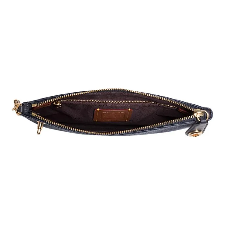 COACH Turnlock Canvas Clutch Large Size Unisex Denim Blue-2