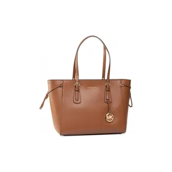 MICHAEL KORS Voyager Leather Catfish Bag, One Shoulder Handbag Medium Size Women's Brown