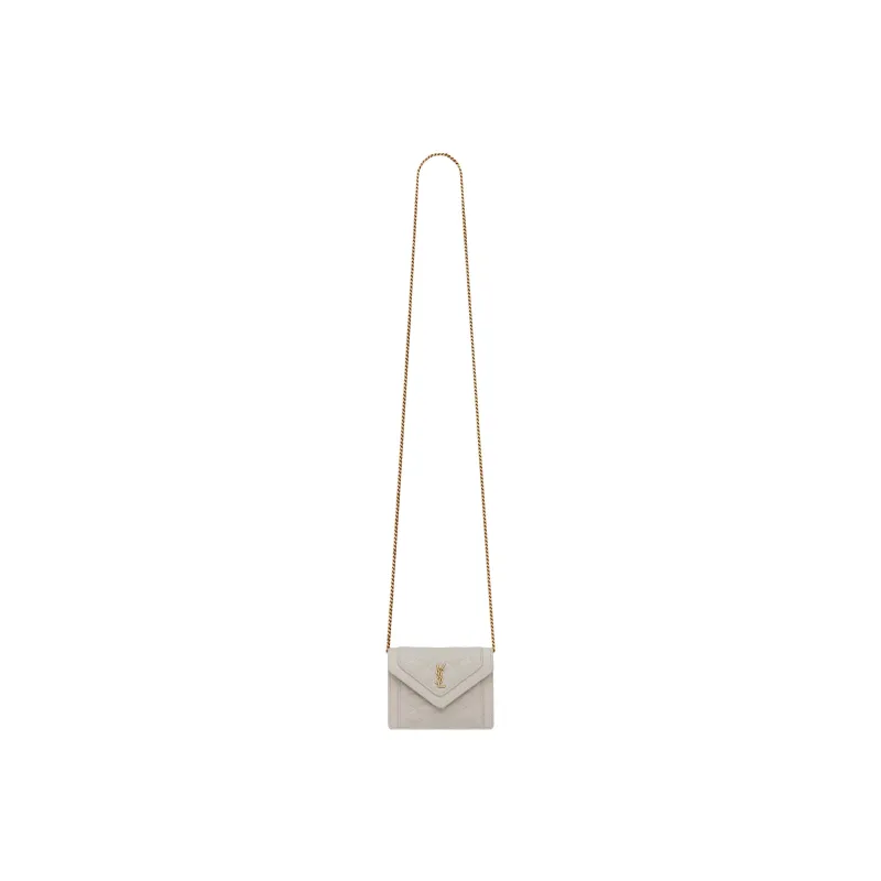 SAINT LAURENT GABY Quilting Lambskin Clutches Shoulder Bag Crossbody Bag Extra Mini Women's White-1