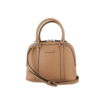 GUCCI Cow Leather Dome Bag Shoulder Bag Crossbody Bag Handbag Small Size Women's Nude