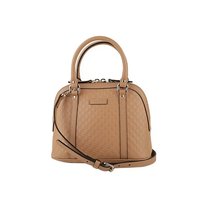 GUCCI Cow Leather Dome Bag Shoulder Bag Crossbody Bag Handbag Small Size Women's Nude-0