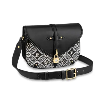 LOUIS VUITTON Saumur Cow Leather Little Twin Stars Handbag Crossbody Bag Medium Size Women's Black White
