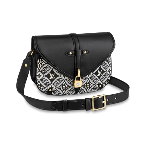 LOUIS VUITTON Saumur Cow Leather Little Twin Stars Handbag Crossbody Bag Medium Size Women's Black White