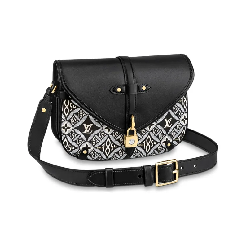 LOUIS VUITTON Saumur Cow Leather Little Twin Stars Handbag Crossbody Bag Medium Size Women's Black White-0