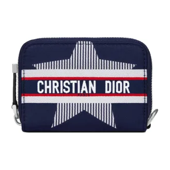 DIOR Travel Tricolor Technical Fabric Coin Purse, Card Holder Unisex Red/Blue/White