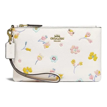 COACH Wristlet Leather Clutches Handbags Women's White