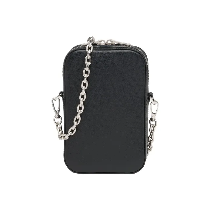PRADA Saffiano Calfskin Shoulder Bag Women's Black-2
