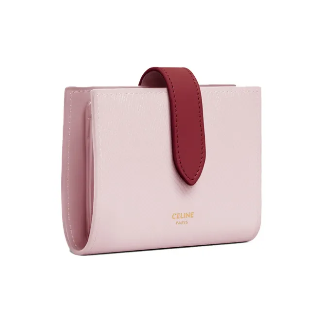 CELINE Grained Calfskin Card Holder, Wallet Small Size Women's Peony Red/Rouge Red-1