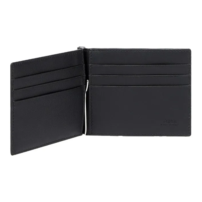 FENDI Leather Bill Clip Card Clip Money Clip Card Holder Wallet Men's Black Gray Color-2