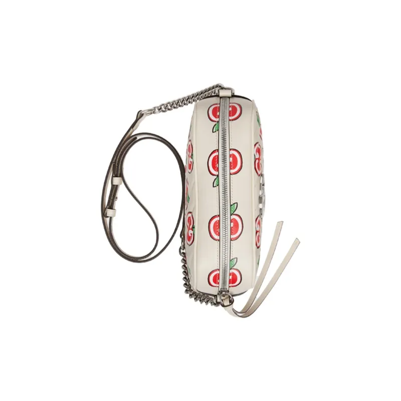 GUCCI Marmont Quilted Leather Camera Bag, Crossbody Bag, Shoulder Bag Trumpets Women's White-3